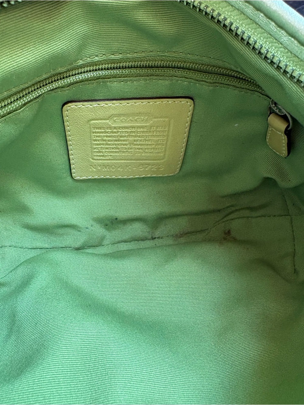 COACH Ladybug Shoulder Bag Green Canvas Leather Hobo Bag Signature 6723 - Picture 16 of 17